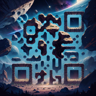 Asteroid Field Space Fantasy QR Code for Posters — image 1