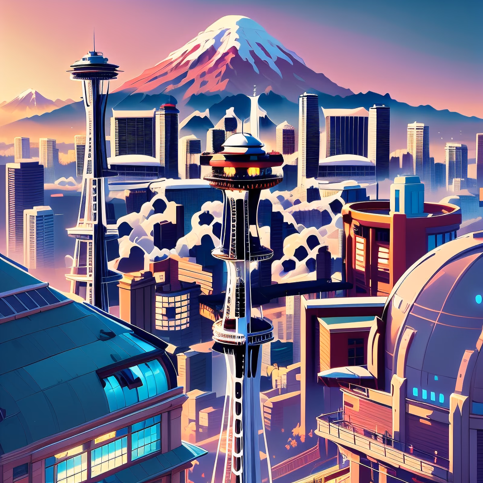 Силуэт Сиэтла в игровом стиле: QR-код для постеров — изображение 1