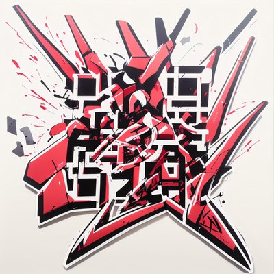 Red Graffiti Lettering Sticker QR Code for Stickers