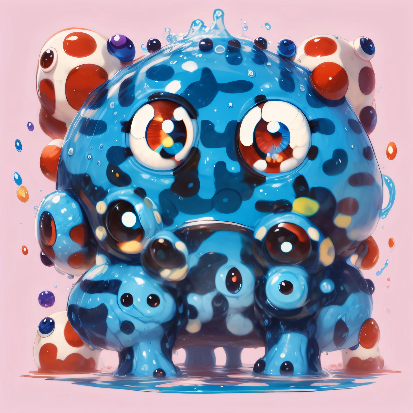 Cute Blue Blob Monster Cartoon QR Code for Stickers — image 1