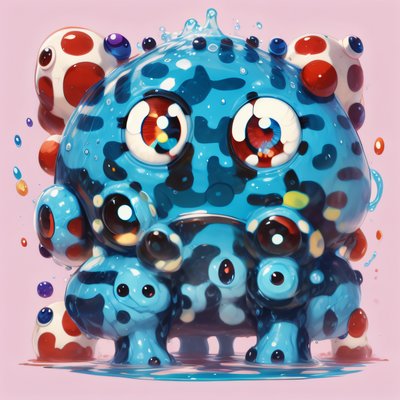 Cute Blue Blob Monster Cartoon QR Code for Stickers