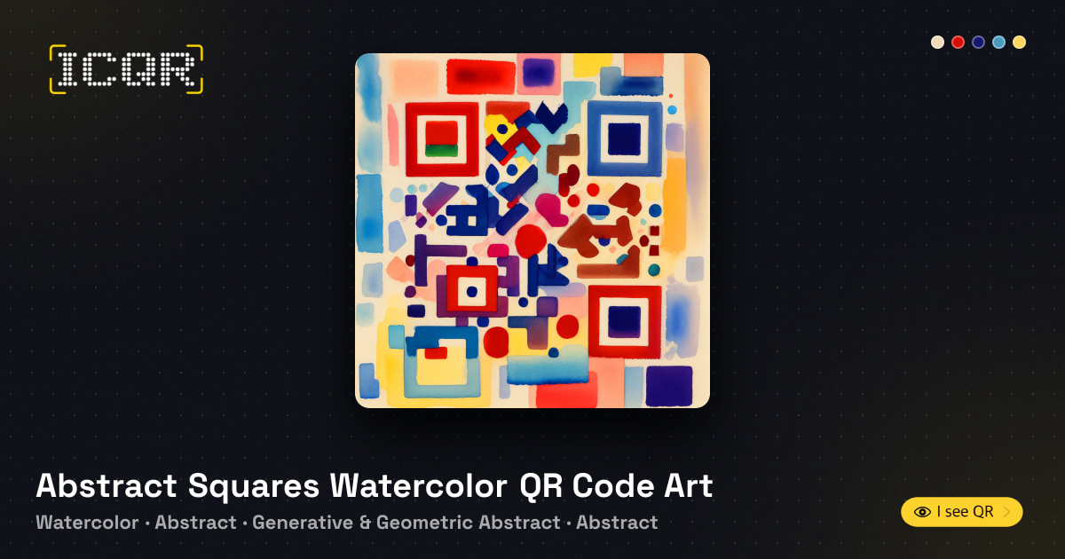 Abstract Squares Watercolor QR Code Art • ICQR