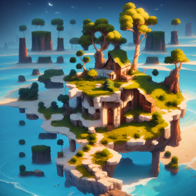 Cliff Island Cabin Game Concept QR Code for Posters — image 1