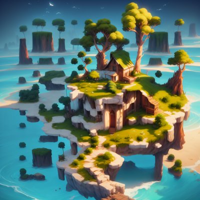 Cliff Island Cabin Game Concept QR Code for Posters