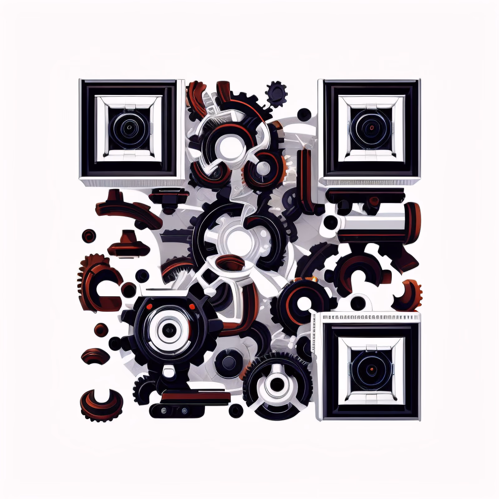 Mechanical Gears Vector QR Code for Posters — image 1