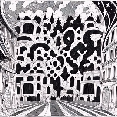 Европейская улица, рисунок тушью: QR-код — изображение 1