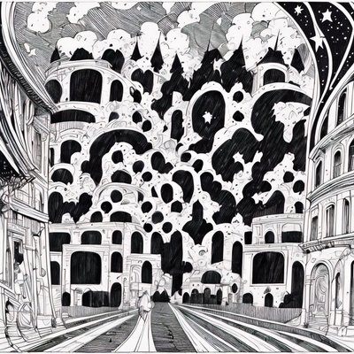 European Street Ink Drawing QR Code Art
