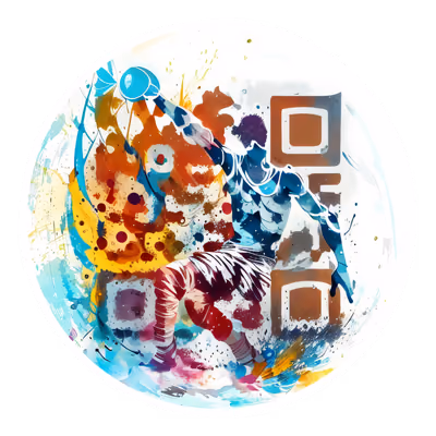 Спортсмен в брызгах краски, акварельный QR-код для стикеров — изображение 1