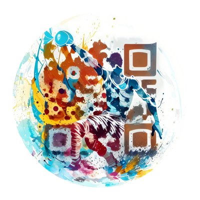 Athlete Paint Splash Watercolor QR Code for Stickers