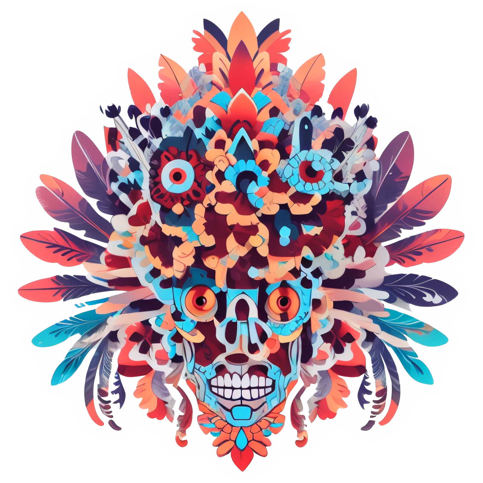 Feathered Skull Vector QR Code for Stickers — image 1