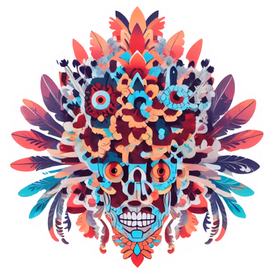 Feathered Skull Vector QR Code for Stickers — image 1
