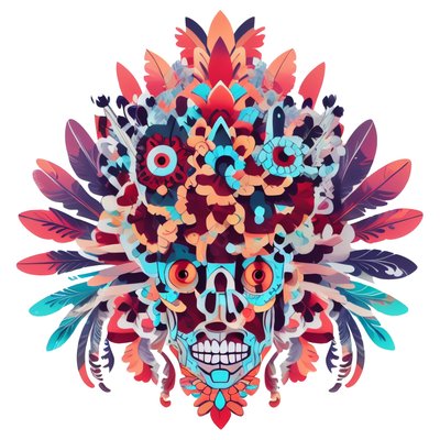 Feathered Skull Vector QR Code for Stickers