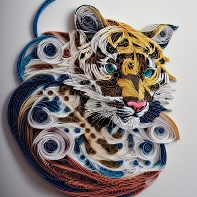 Tiger Face Paper Quilling QR Code Art