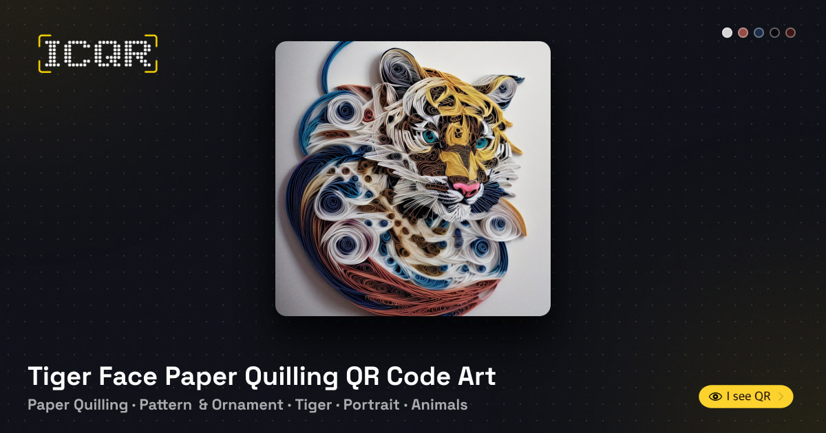 Tiger Face Paper Quilling QR Code Art • ICQR