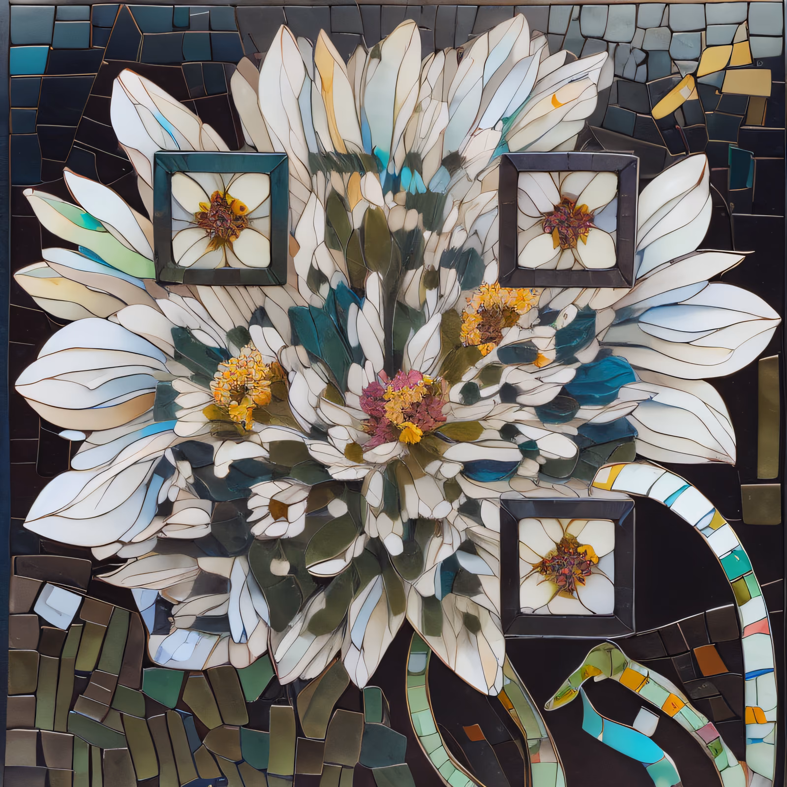 White Flower Glass Mosaic QR Code Art — image 1