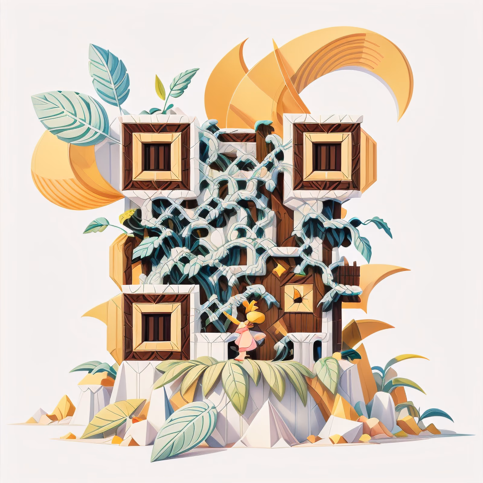 Overgrown Vine Temple Game Art QR Code for Posters — image 1