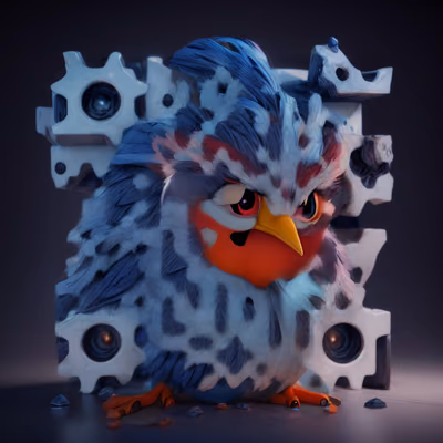 Fluffy Blue Bird 3D Render QR Code for Posters — image 1