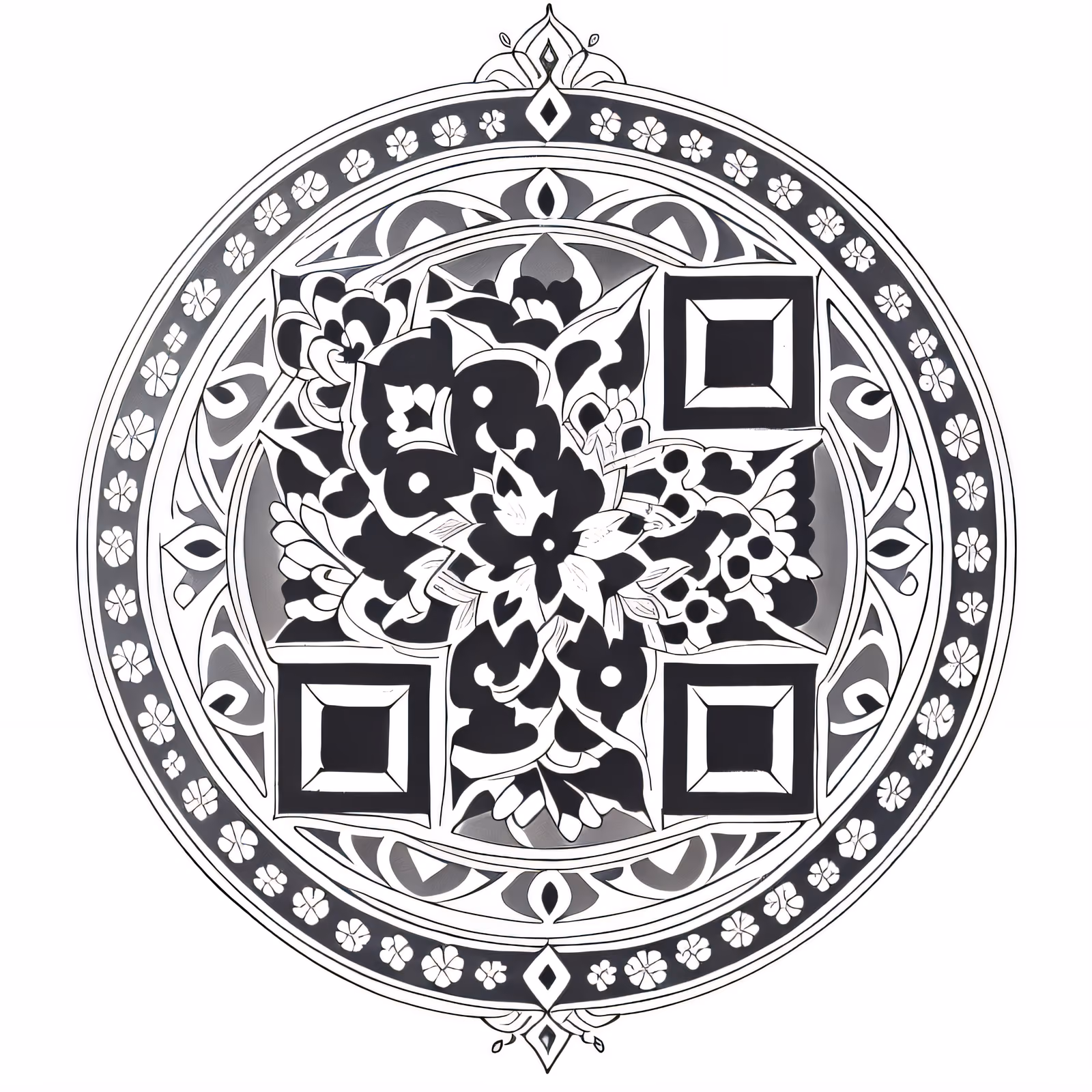 Floral Mandala Tattoo Flowers QR Code for Temporary Tattoos — image 1