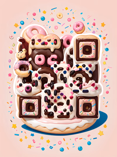Frosted Donut Stack Cartoon QR Code for Packaging — image 1