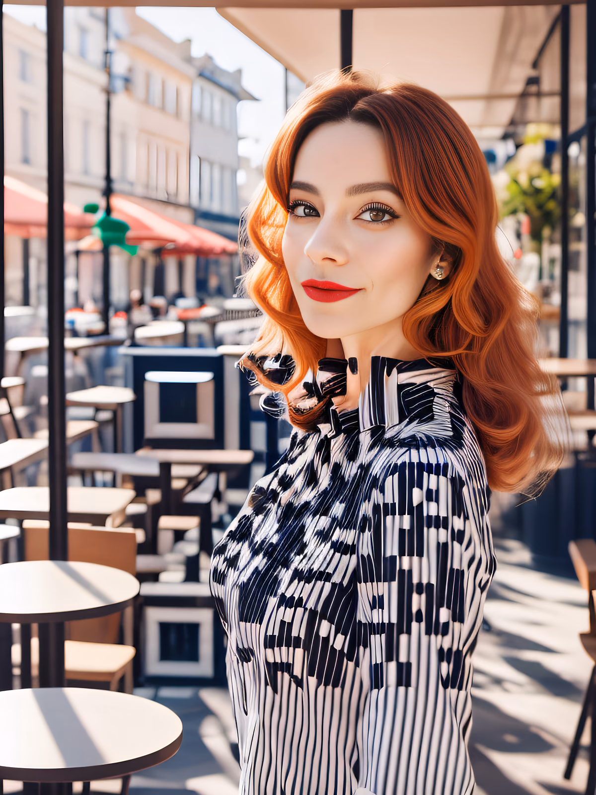 Redhead Woman Cafe Photorealistic QR Code for Posters — image 1