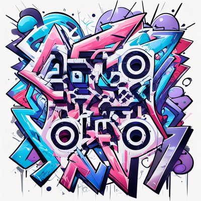 Pink Cyan Graffiti Lettering Geometric QR Code for Stickers