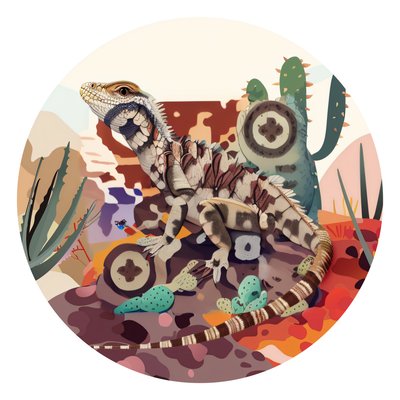 Desert Lizard Vector QR Code for Stickers