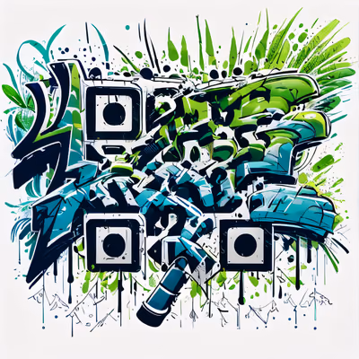 Green Graffiti Lettering QR Code for Apparel — image 1