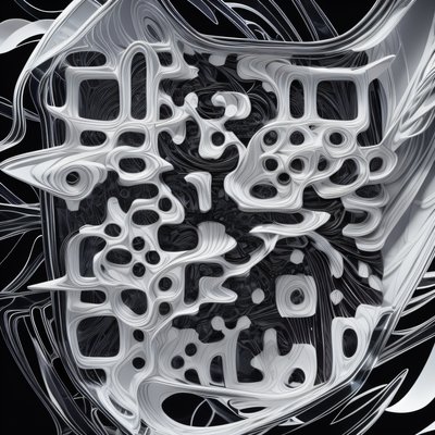 Glass Plate Abstract Sculpture 3D QR Code Art