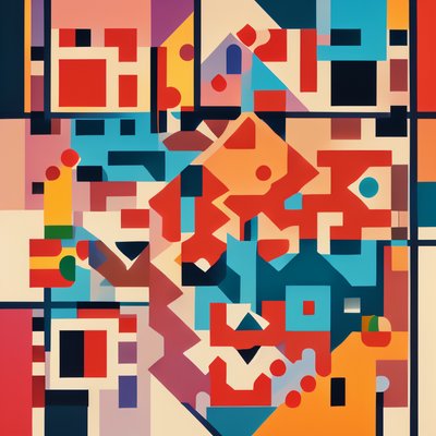Colorful Geometric Block Abstract QR Code Art