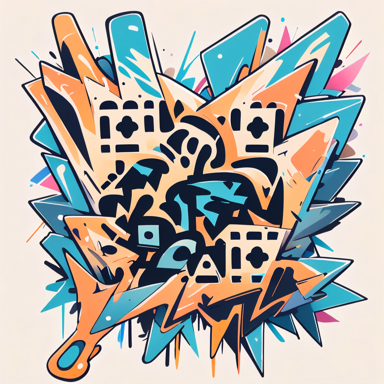 Graffiti Lettering Burst Symbol QR Code for Apparel — image 1