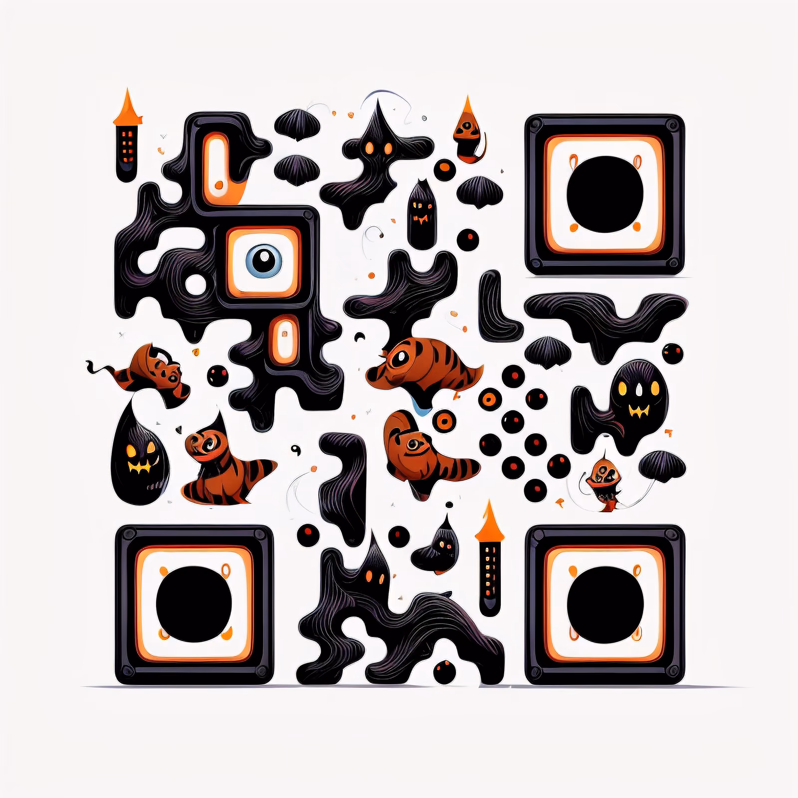 Haunted House Ghosts Cartoon QR Code for Flyers — image 1