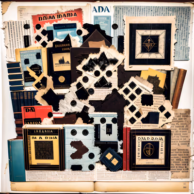 Torn Book Cover Dada Collage QR Code Art — image 1