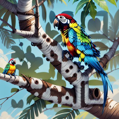 Perched Macaw Digital Painting QR Code Art