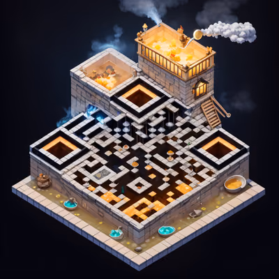 QR-код: изометрическая диорама таверны с супом для меню ресторана — изображение 1
