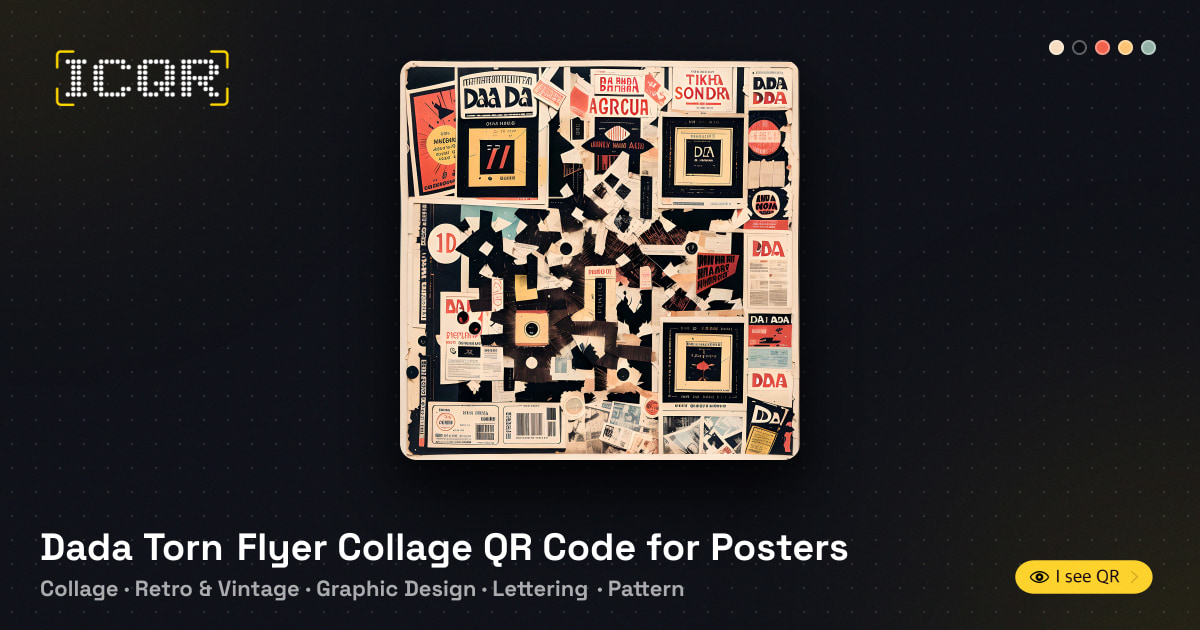 Dada Torn Flyer Collage QR Code for Posters • ICQR