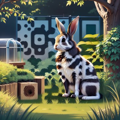 Spotted Rabbit Digital Painting QR Code for Posters