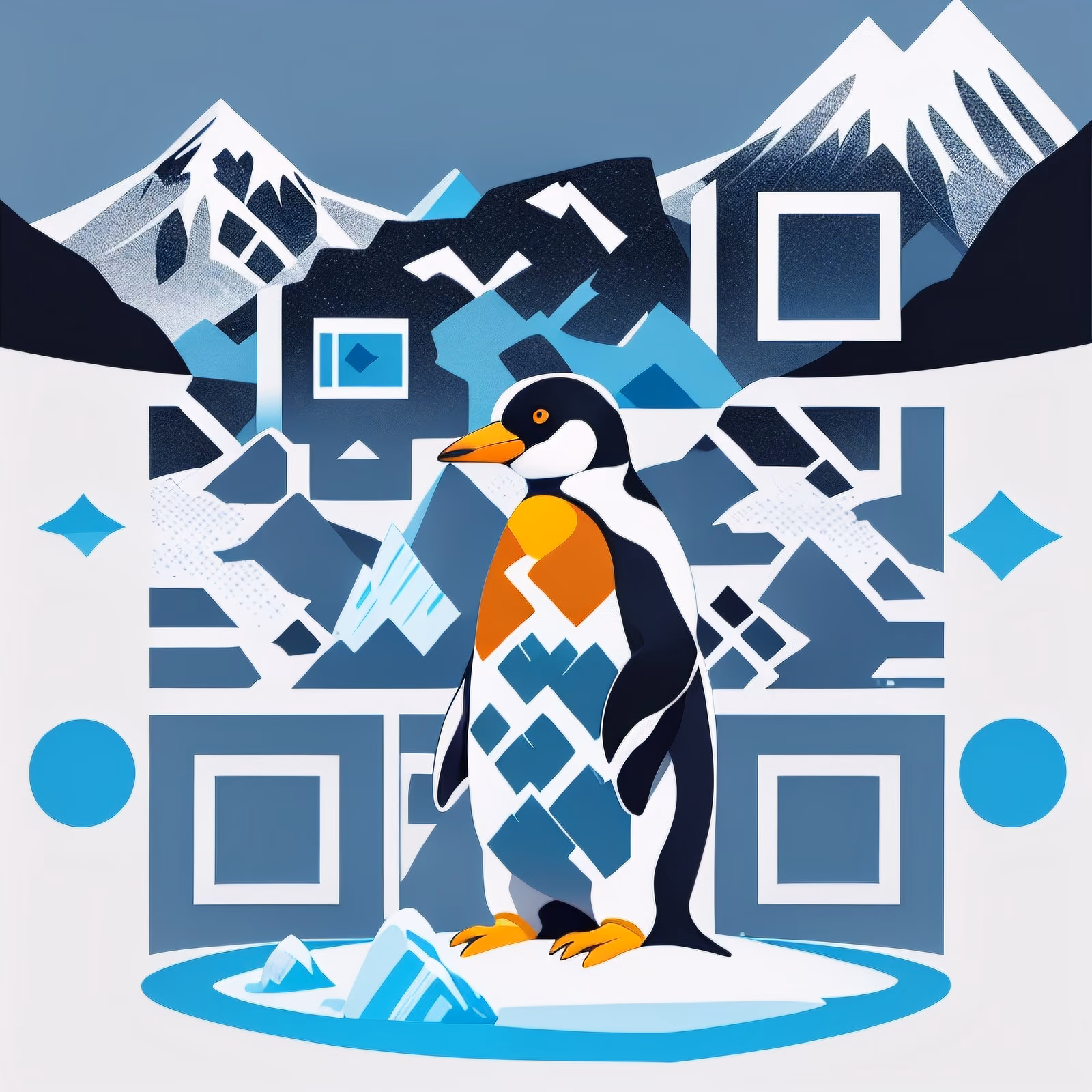 Penguin Glacier Vector QR Code for Posters — image 1