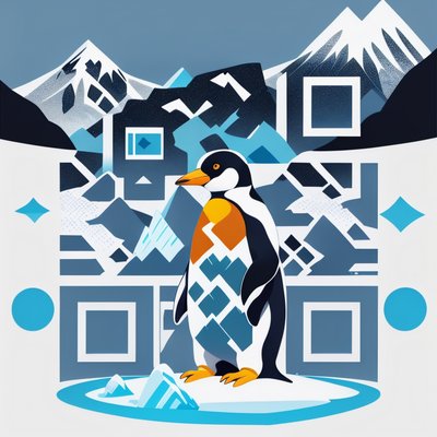 Penguin Glacier Vector QR Code for Posters