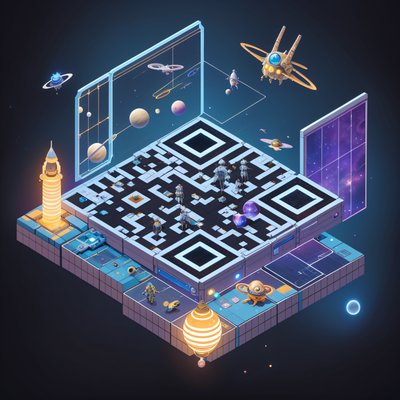 Isometric Space Bazaar Sci-Fi QR Code Art