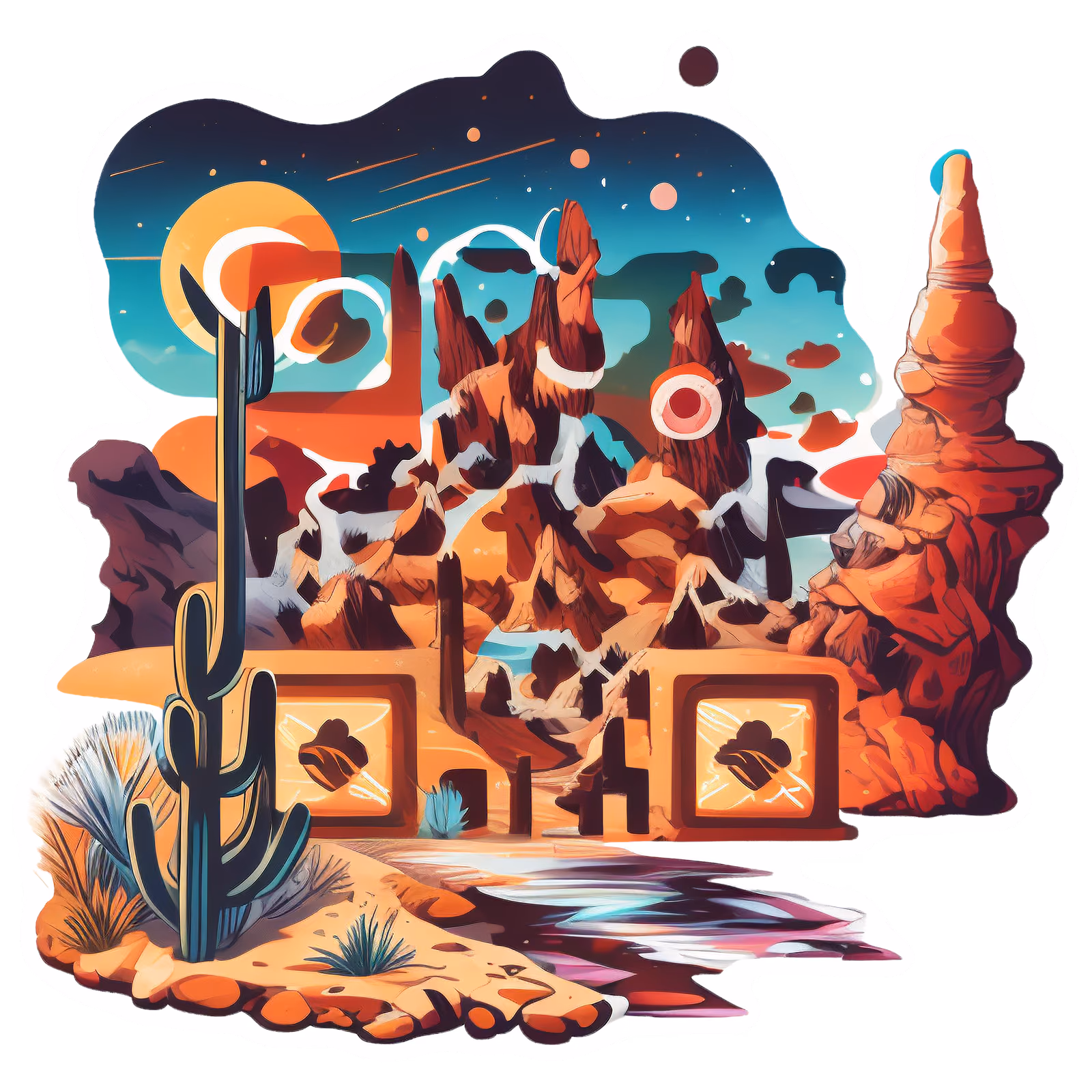 Desert Canyon Vector QR Code for Stickers — image 1