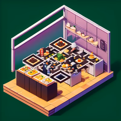 Isometric Food Court 3D QR Code for Restaurant Menus — image 1