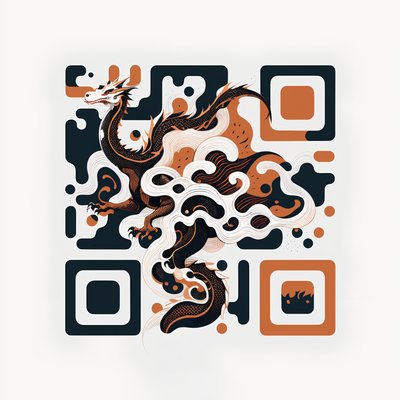 Flowing Dragon Flat Vector QR Code for Posters