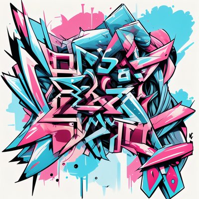 Pink Cyan Graffiti Lettering Symbol QR Code for Apparel