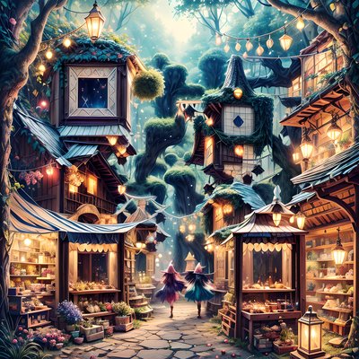 Fairy Market Street Fantasy QR Code for Posters