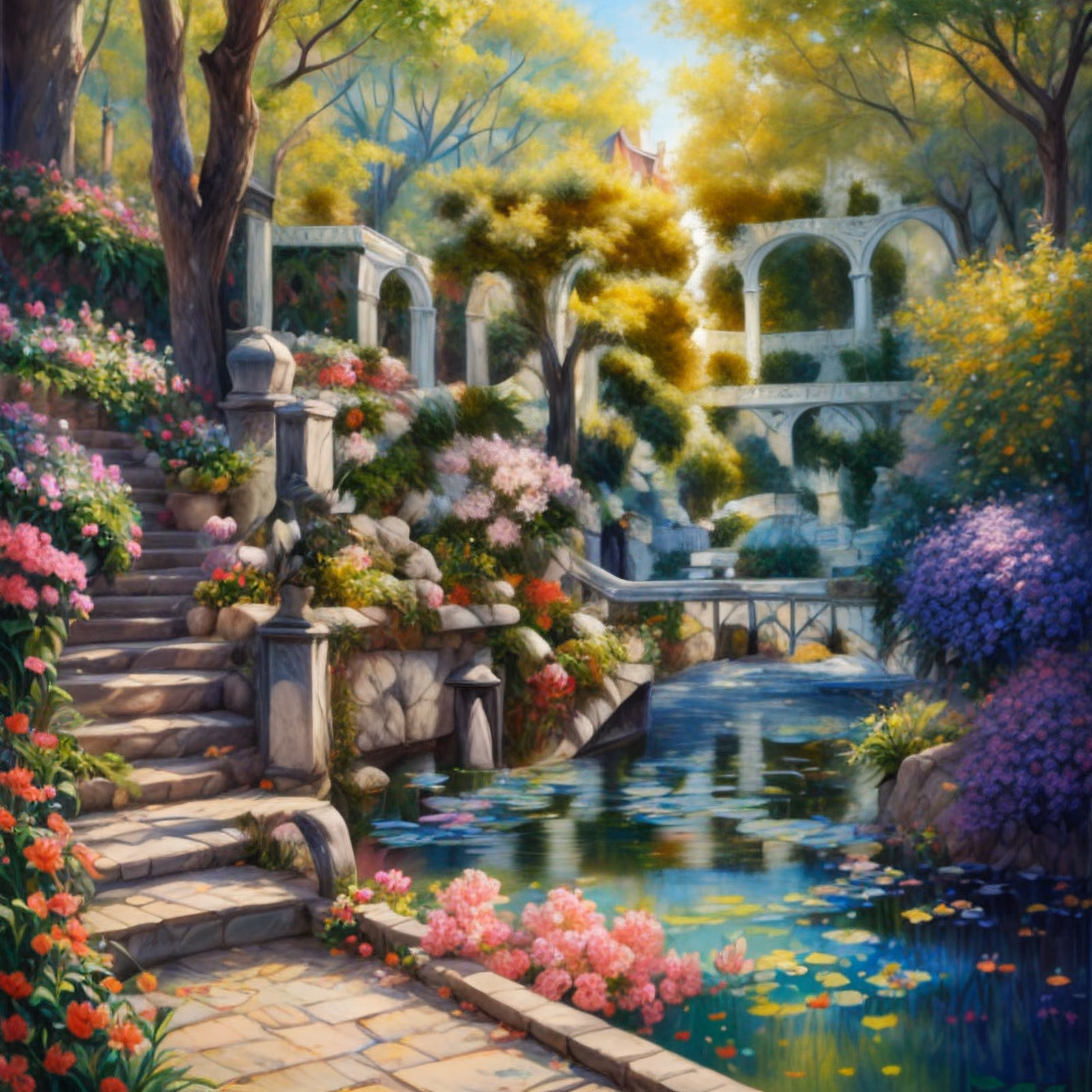 Flower Garden Pond Impressionist QR Code Art — image 1