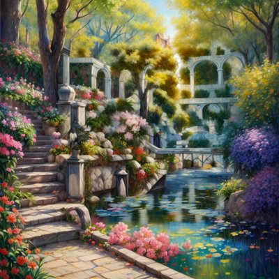 Flower Garden Pond Impressionist QR Code Art