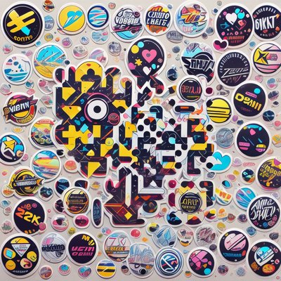 Sticker Bomb Badge Collage Emblem QR Code for Stickers