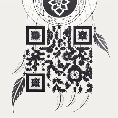 Floral Dreamcatcher Tattoo Ink QR Code for Temporary Tattoos