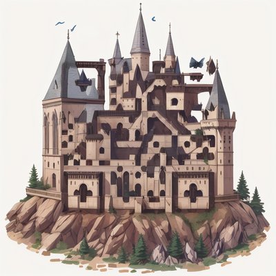 Hilltop Castle Vector QR Code for Stickers