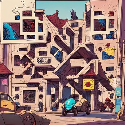 卡通漫画街景二维码设计,适用于海报